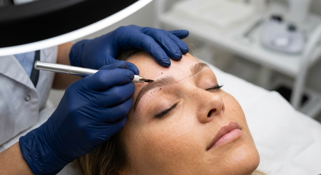 Dr Shalthiel Sathe dermatologist approved microblading specialist in Pune conducting skin assessment Wakad