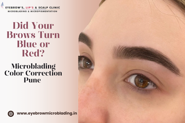 microblading color correction Pune before and after fixing discolored brows by Dr Shalthiel Sathe Wakad