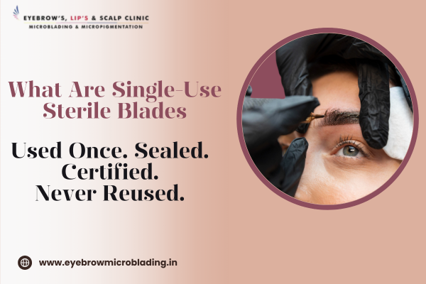 single use sterile blades for safe eyebrow tattooing in Pune at Eyebrows Lips Scalp Clinic Wakad