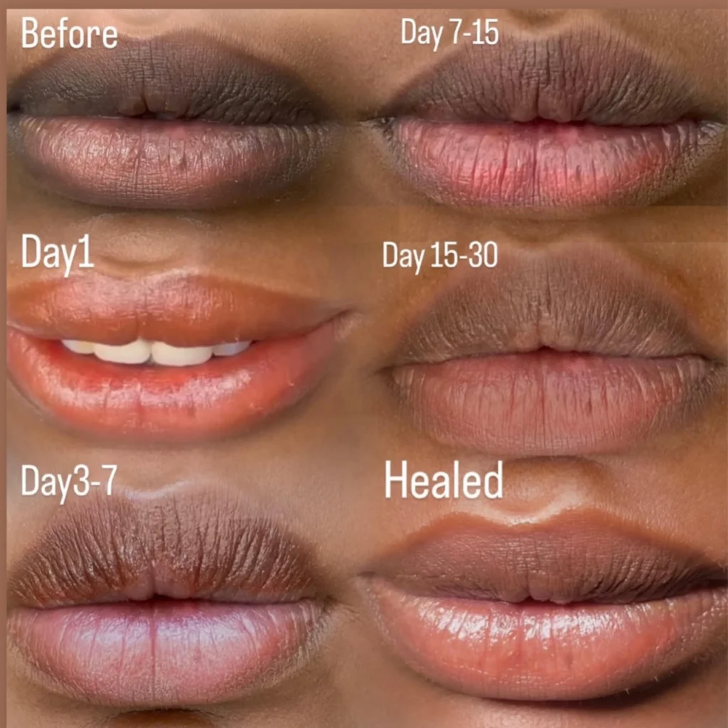 lips micropigmentation daywise results