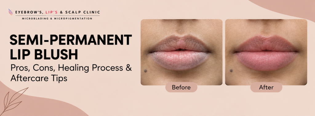 Semi-permanent lip blush.