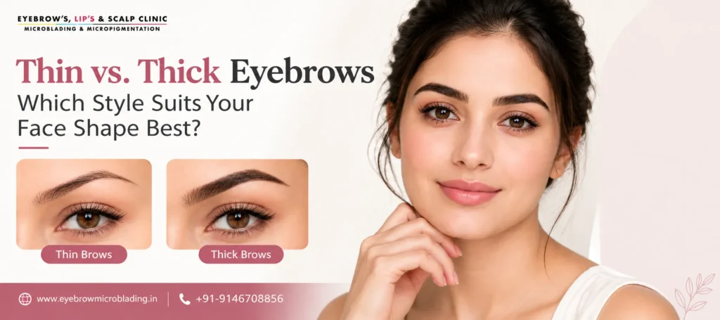 Thin vs. thick eyebrows: Discover how different brow styles can complement your face shape and natural features.